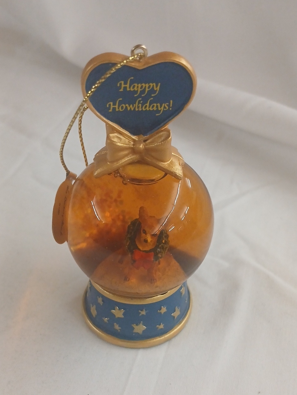 Holiday Howlidays Amber Dog Snow Globe Ornament